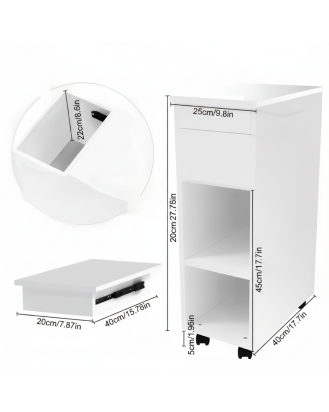 HausVersteck™ Nachttisch mit Schiebe-Geheimfach und Räder