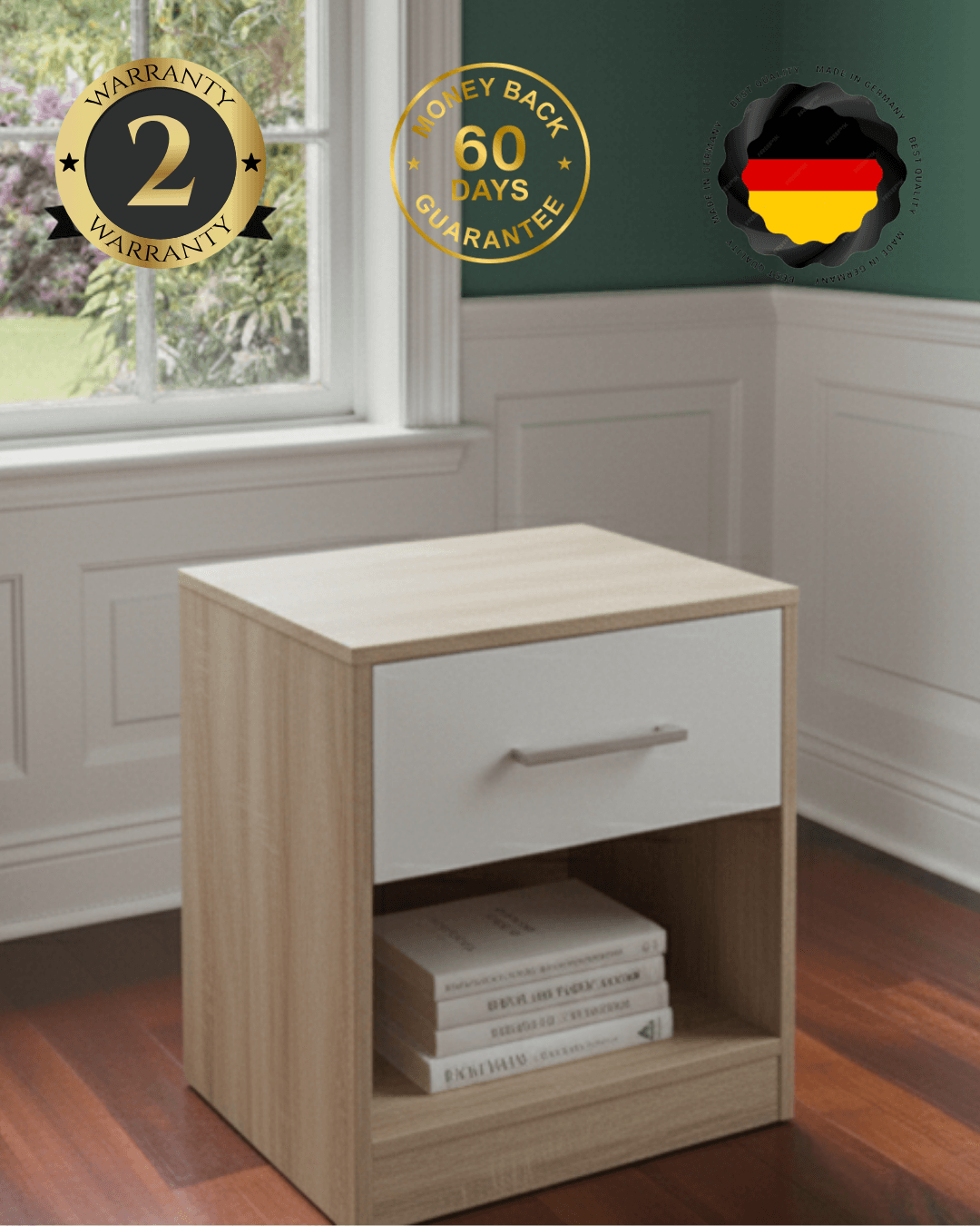 HausVersteck™ Nachttisch mit unterem Geheimfach