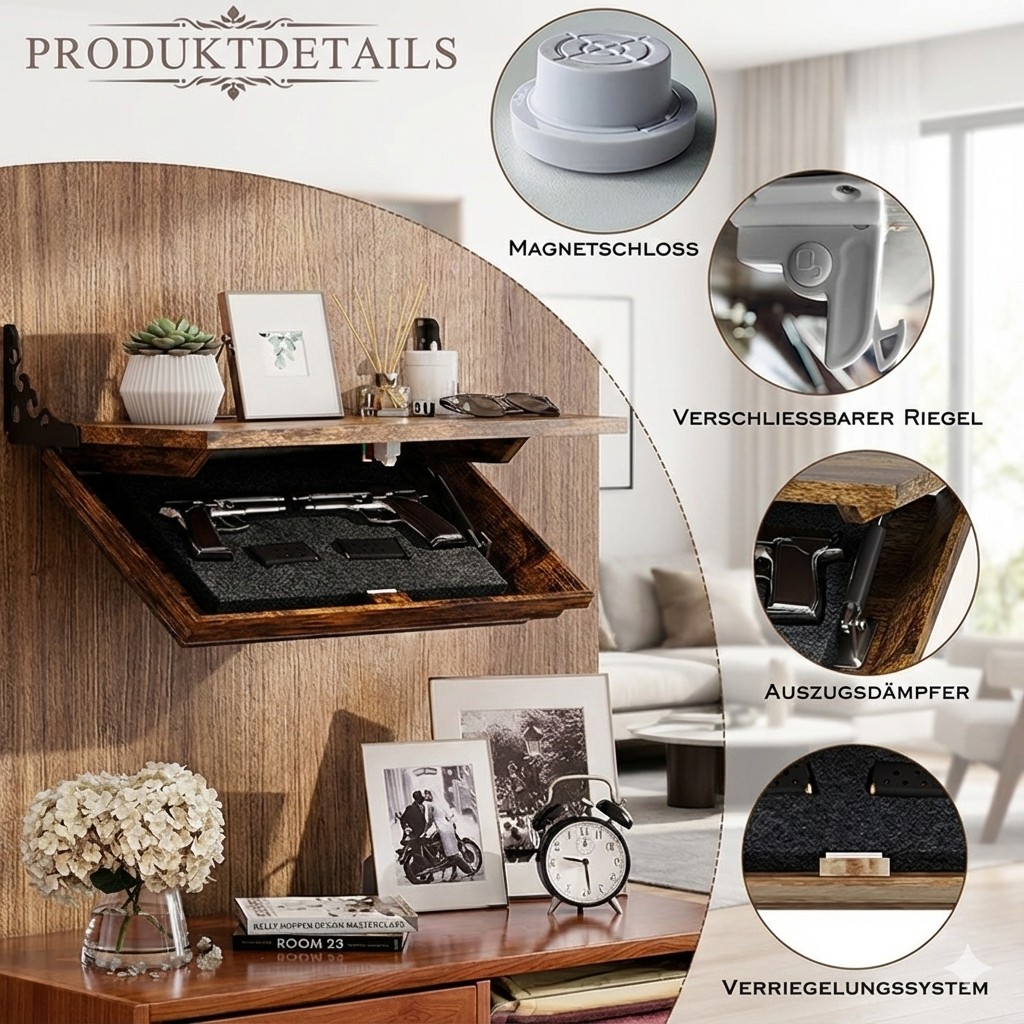 HausVersteck™ Væghylde med skjult rum