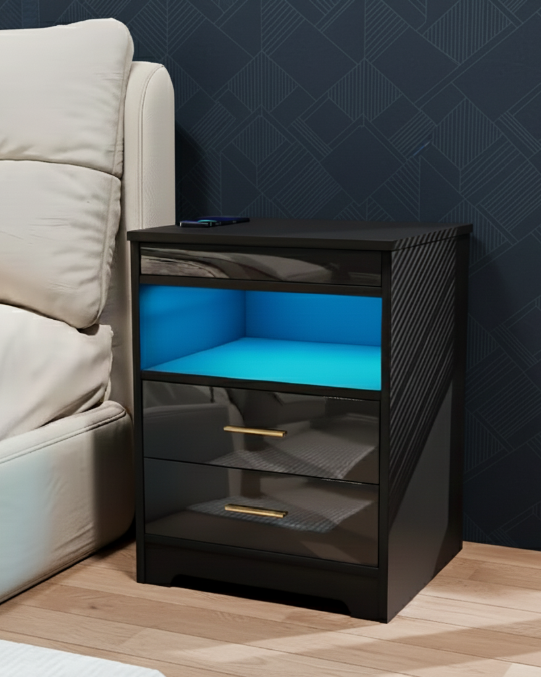 HausVersteck™ Nachttisch mit Schiebe-Geheimfach