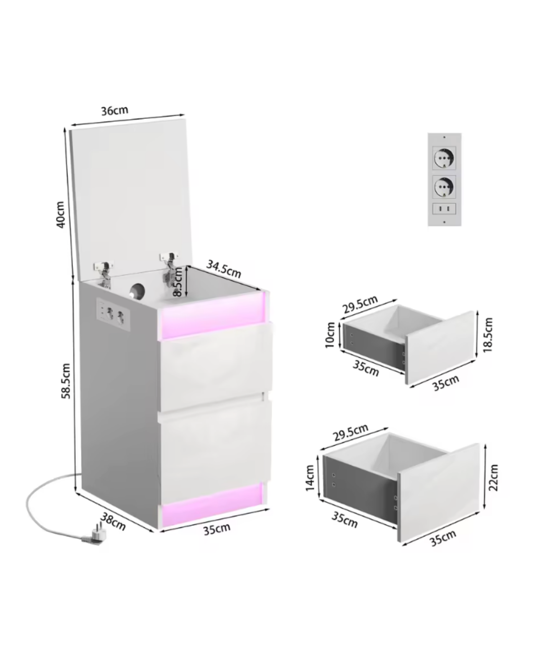 HausVersteck™ Nachttisch mit Geheimfach und Aufladestation