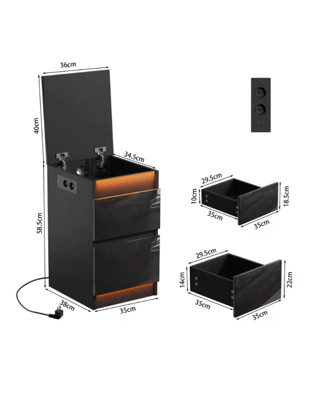 HausVersteck™ Nachttisch mit Geheimfach und Aufladestation