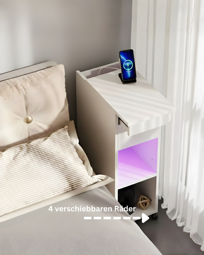 HausVersteck™ Nachttisch mit Schiebe-Geheimfach und Räder