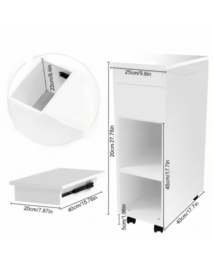 HausVersteck™ Nachttisch mit Schiebe-Geheimfach und Räder