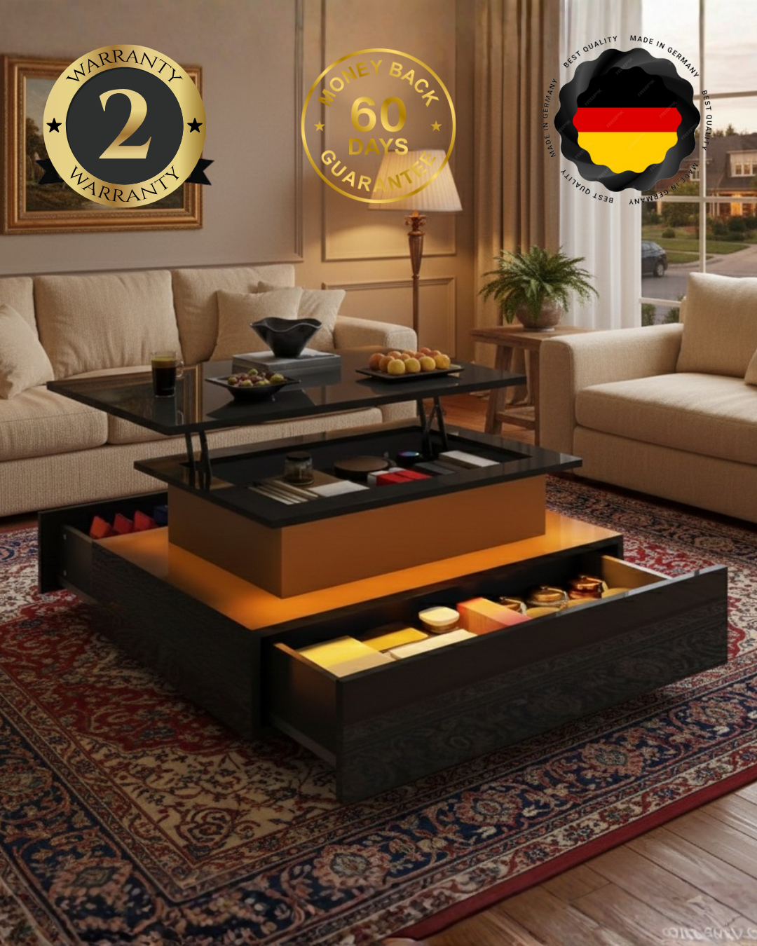 HausVersteck™ Wohnzimmer/Kaffeetisch mit Geheimfach