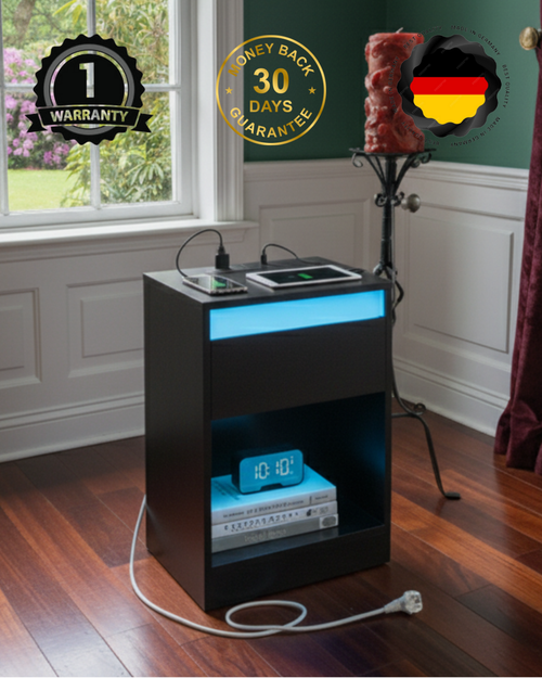 Table de chevet Hausversteck ™ avec station de charge et compartiments secrets