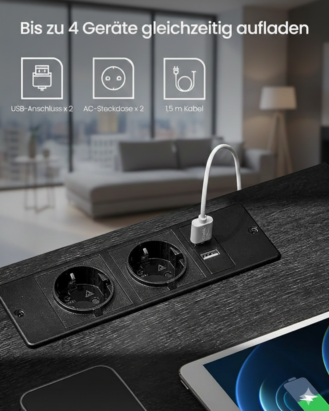 HausVersteck™ bedside table with charging station and secret compartments