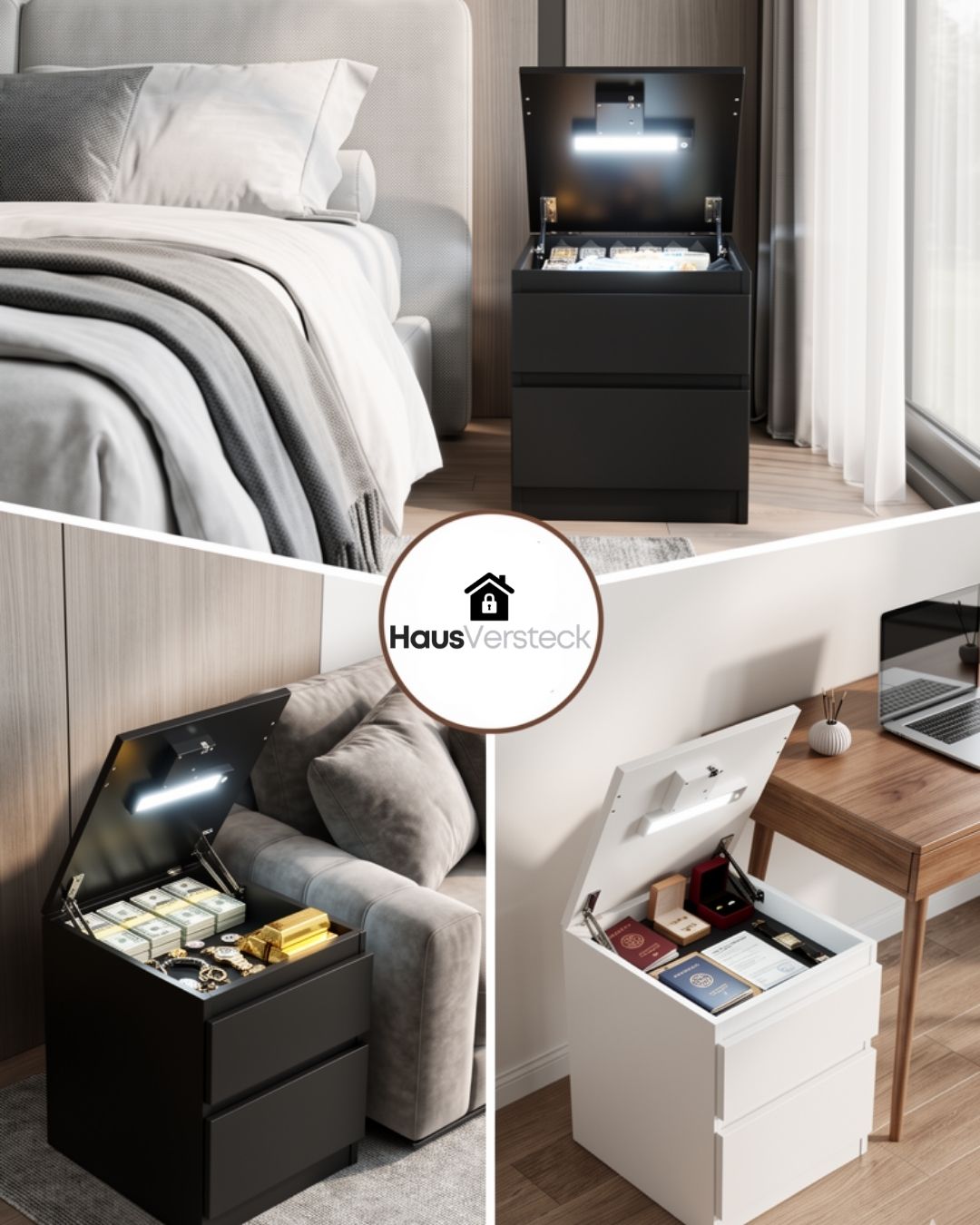 HausVersteck™ bedside table with secret compartment