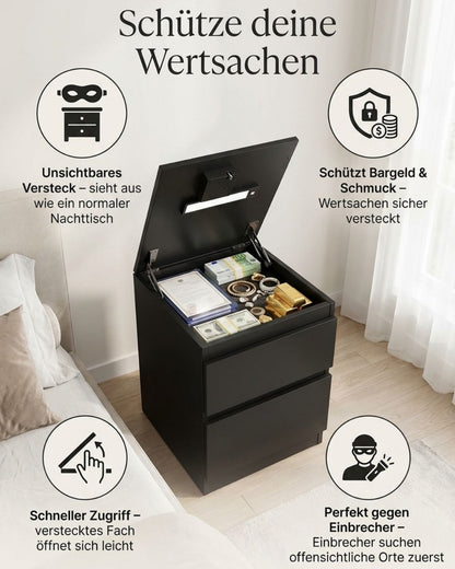 HausVersteck™ bedside table with secret compartment