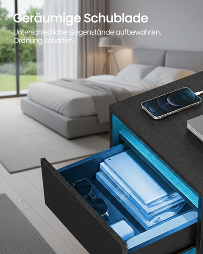 HausVersteck™ bedside table with charging station and secret compartments