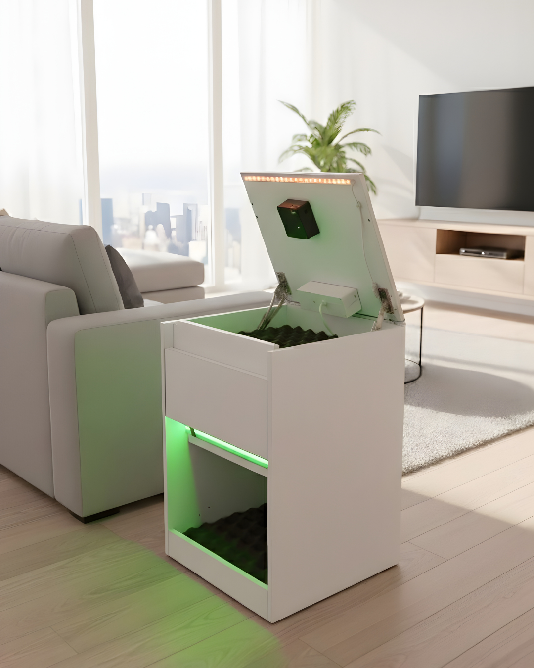 Table de chevet Hausversteck ™ avec station de charge et compartiments secrets