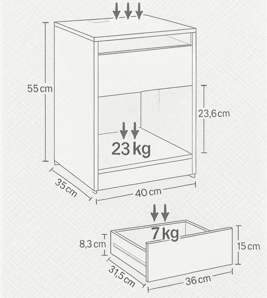 HausVersteck™ Nightstand with Charging Station and Secret Compartments